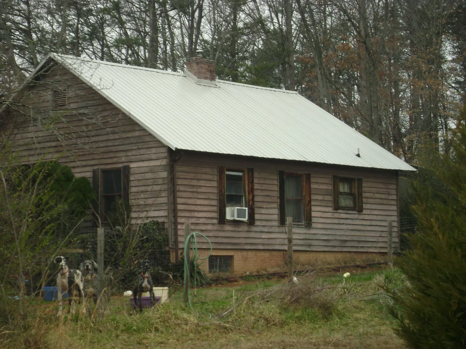 White metal roof on an old wood sided farmhouse, from a Metal Roof Installation job in East Quogue